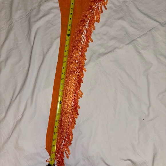 Boho Orange Fringed Cropped Bandeau Top - Picture 9 of 9